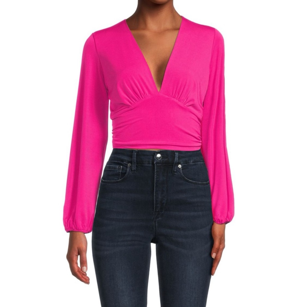 Long Sleeve Plunge Crop Top
